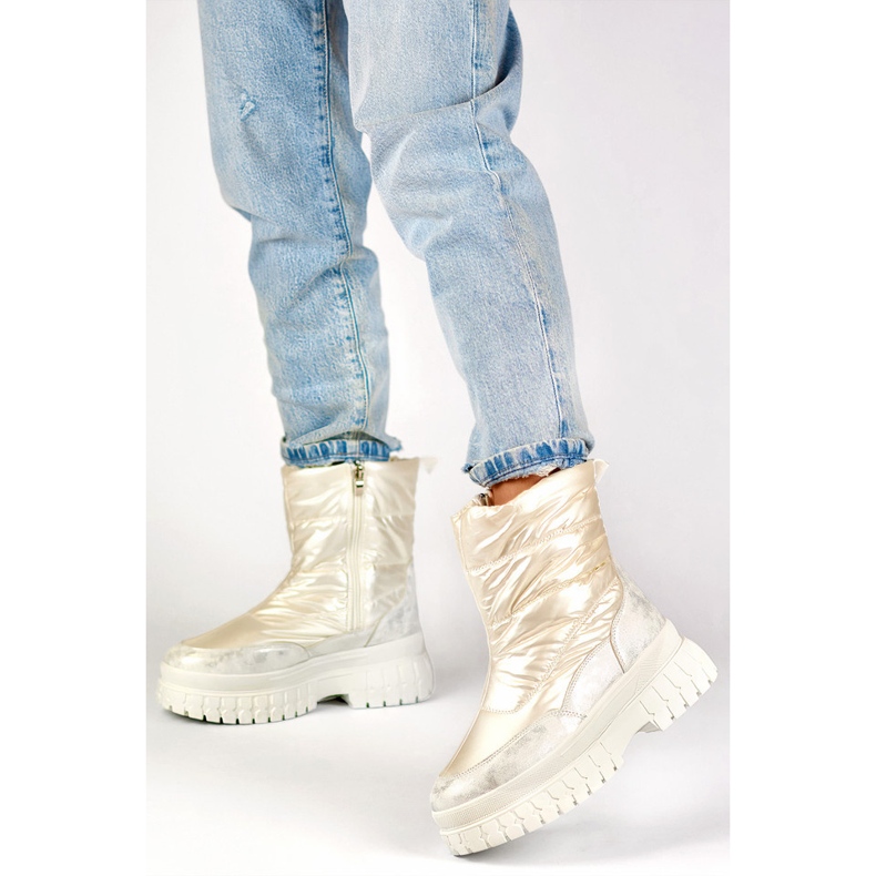 Botas de nieve blancas para mujer, botas de invierno aisladas con cremallera. blanco 1 Botas de nieve blancas para mujer, botas de invierno aisladas con cremallera. blanco 1