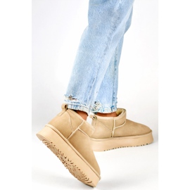Botas de nieve mujer piel beige, botas de invierno beige fabricadas en piel natural 4