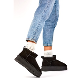 Botas de nieve de mujer de piel negra y botas de invierno beige fabricadas en piel natural. negro 4