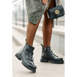 Botas Planas De Piel Con Adorno, Aislante Negro Asperra 10