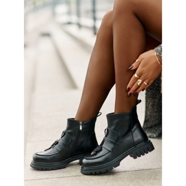 Botas Planas De Piel Con Adorno, Aislante Negro Asperra 12