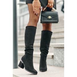 Botas por encima de la rodilla de mujer Eco Suede con tacón alto Warm Vinceza 16473 Negro 4