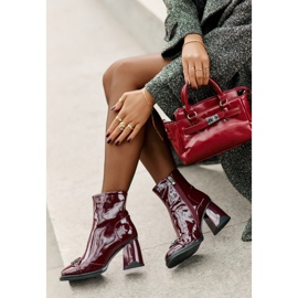 S.Barski Botas Tacón Charol, Cálidas, Con Decoración D&amp;A MR880-021 Burdeos rojo 7