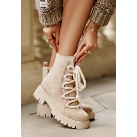 Botas aislantes de ante ecológico con cremallera, beige claro Caellita 8