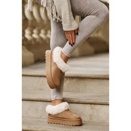 Botas de nieve con parte superior baja con piel en la plataforma Eco Suede Camel Neathoria marrón 7