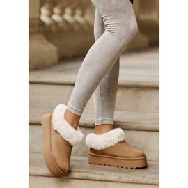Botas de nieve con parte superior baja con piel en la plataforma Eco Suede Camel Neathoria marrón 8