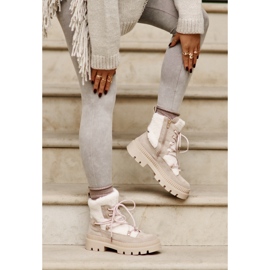 Botas Merilana De Piel De Oveja Con Pelo Beige 2