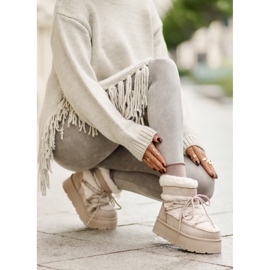Botas De Nieve Plataforma Con Cordones Beige Claro Izathiel 8