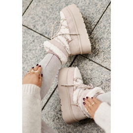 Botas De Nieve Plataforma Con Cordones Beige Claro Izathiel 2