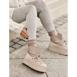Botas de nieve Mavora beige con cordones en la plataforma 7