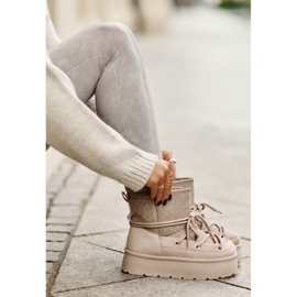 Botas de nieve Mavora beige con cordones en la plataforma 9