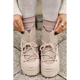 Botas de nieve Mavora beige con cordones en la plataforma 8