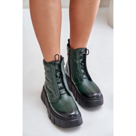 Zazoo 60472 Botines De Piel Con Plataforma Y Cuña, Verde Oscuro 7