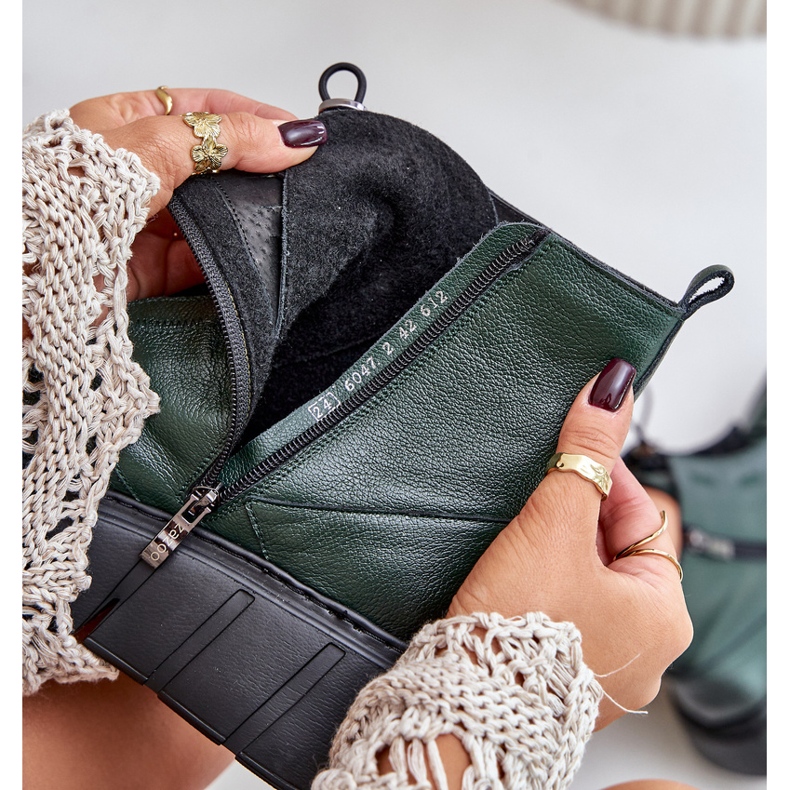 Zazoo 60472 Botines De Piel Con Plataforma Y Cuña, Verde Oscuro 2