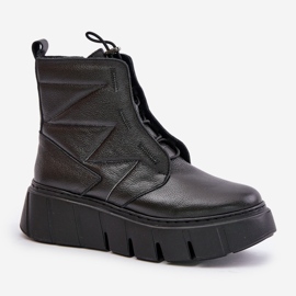 Zazoo 60472 Botas De Piel Con Plataforma Y Cuña Negro 4