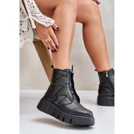 Zazoo 60472 Botas De Piel Con Plataforma Y Cuña Negro 7