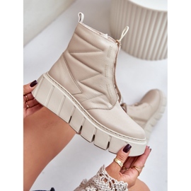 Zazoo 60472 Botines De Piel Con Plataforma Y Cuñas, Beige 8