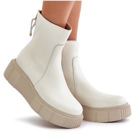 Zazoo 60369 Botines Mujer de Piel con Plataforma, Beige Claro 9
