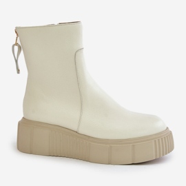 Zazoo 60369 Botines Mujer de Piel con Plataforma, Beige Claro 4