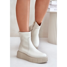 Zazoo 60369 Botines Mujer de Piel con Plataforma, Beige Claro 5