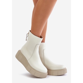 Zazoo 60369 Botines Mujer de Piel con Plataforma, Beige Claro 1