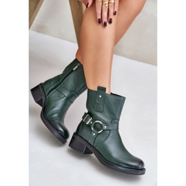 Zazoo 60480 Botas de tacón bajo de piel con aislamiento, verde oscuro 10