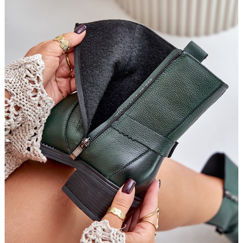 Zazoo 60480 Botas de tacón bajo de piel con aislamiento, verde oscuro 2 Zazoo 60480 Botas de tacón bajo de piel con aislamiento, verde oscuro 2