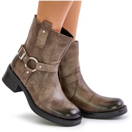 Zazoo 60480 Botines Tacón Bajo De Piel Con Aislamiento Marrón-Gris 9