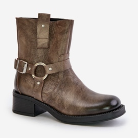 Zazoo 60480 Botines Tacón Bajo De Piel Con Aislamiento Marrón-Gris 4