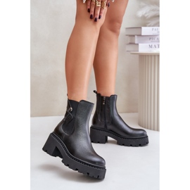 Zazoo 60490 Botines aislados de piel con decoración, negro 2