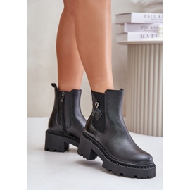 Zazoo 60490 Botines aislados de piel con decoración, negro 3
