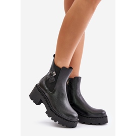 Zazoo 60490 Botines aislados de piel con decoración, negro 1