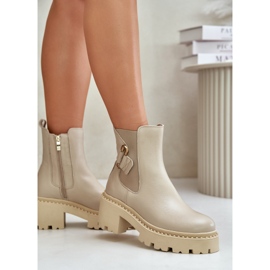 Zazoo 60490 Botines Cálidos De Piel Con Decoración Beige Claro 6