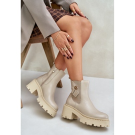 Zazoo 60490 Botines Cálidos De Piel Con Decoración Beige Claro 8