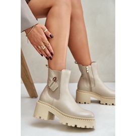 Zazoo 60490 Botines Cálidos De Piel Con Decoración Beige Claro 9