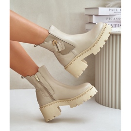 Zazoo 60490 Botines Cálidos De Piel Con Decoración Beige Claro 10