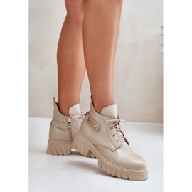 Zazoo 60483 Botas bajas de piel para mujer, beige cálido 5
