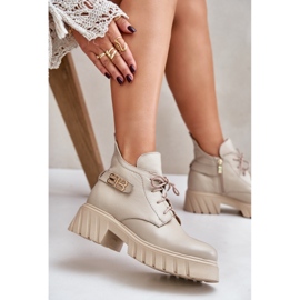 Zazoo 60483 Botas bajas de piel para mujer, beige cálido 8