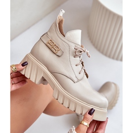 Zazoo 60483 Botas bajas de piel para mujer, beige cálido 9