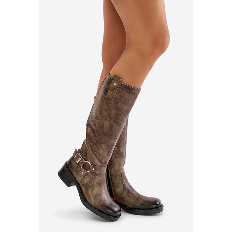 Zazoo 70141 Botas Altas Mujer Piel, Marrón 1