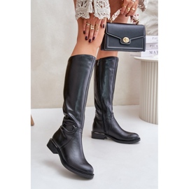 Zazoo 70140 Botas calentadas por encima de la rodilla de piel para mujer, negro 2