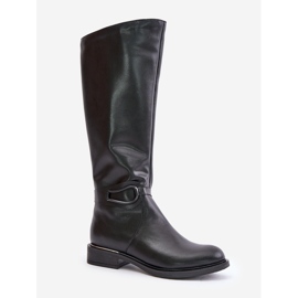 Zazoo 70140 Botas calentadas por encima de la rodilla de piel para mujer, negro 4