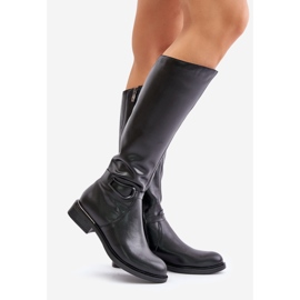 Zazoo 70140 Botas calentadas por encima de la rodilla de piel para mujer, negro 1