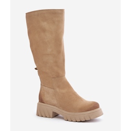 Zazoo 70145 Botas por encima de la rodilla de ante, beige cálido 4