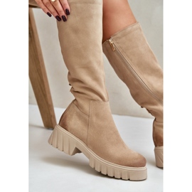 Zazoo 70145 Botas por encima de la rodilla de ante, beige cálido 7