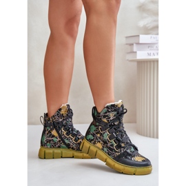 Botines Planos de Piel con Cordones Maciejka 06158-07 Amarillo y Negro dorado 6