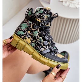 Botines Planos de Piel con Cordones Maciejka 06158-07 Amarillo y Negro dorado 2 Botines Planos de Piel con Cordones Maciejka 06158-07 Amarillo y Negro dorado 2