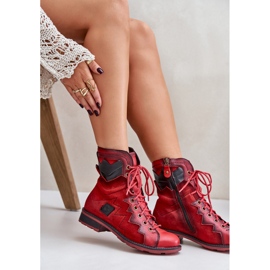 Botas de mujer cálidas de cuero con tacón plano Maciejka 06106-08 Rojo 8