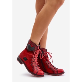 Botas de mujer cálidas de cuero con tacón plano Maciejka 06106-08 Rojo 1