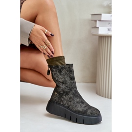 Botas de mujer de cuero con plataforma enorme Maciejka 06766-09 Caqui verde 7